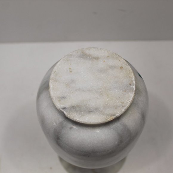 Vintage Marble Vase with Hand Etched Painted Floral Design - Picture 5 of 7